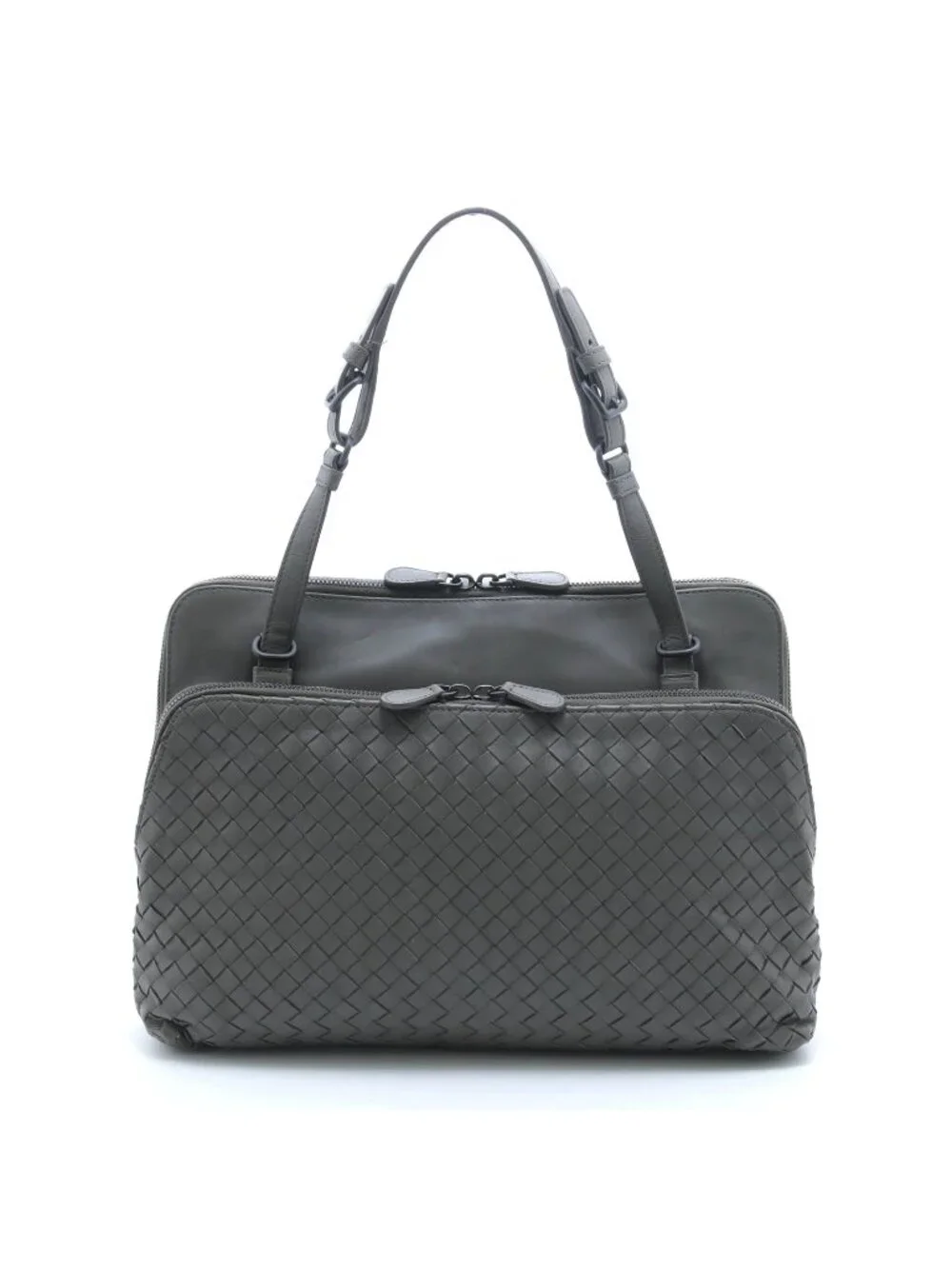 Bottega Veneta Intrecciato Handbag Khaki Leather